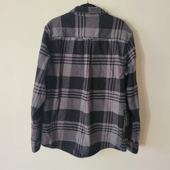 Orvis Heavy Flannel Men's Black Gray Plaid Shirt Jacket Button Up Pockets Medium - Picture 6 of 12